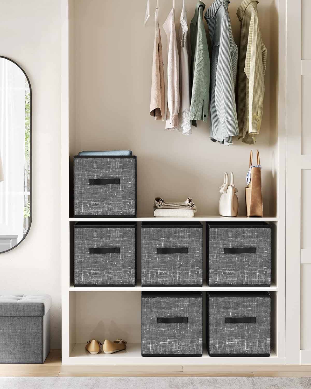 Storage boxes in modern bedroom wardrobe